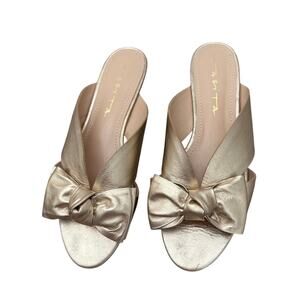 Tabita Women's Slide Flat Sandals Size 8 Metallic Champagne Gold